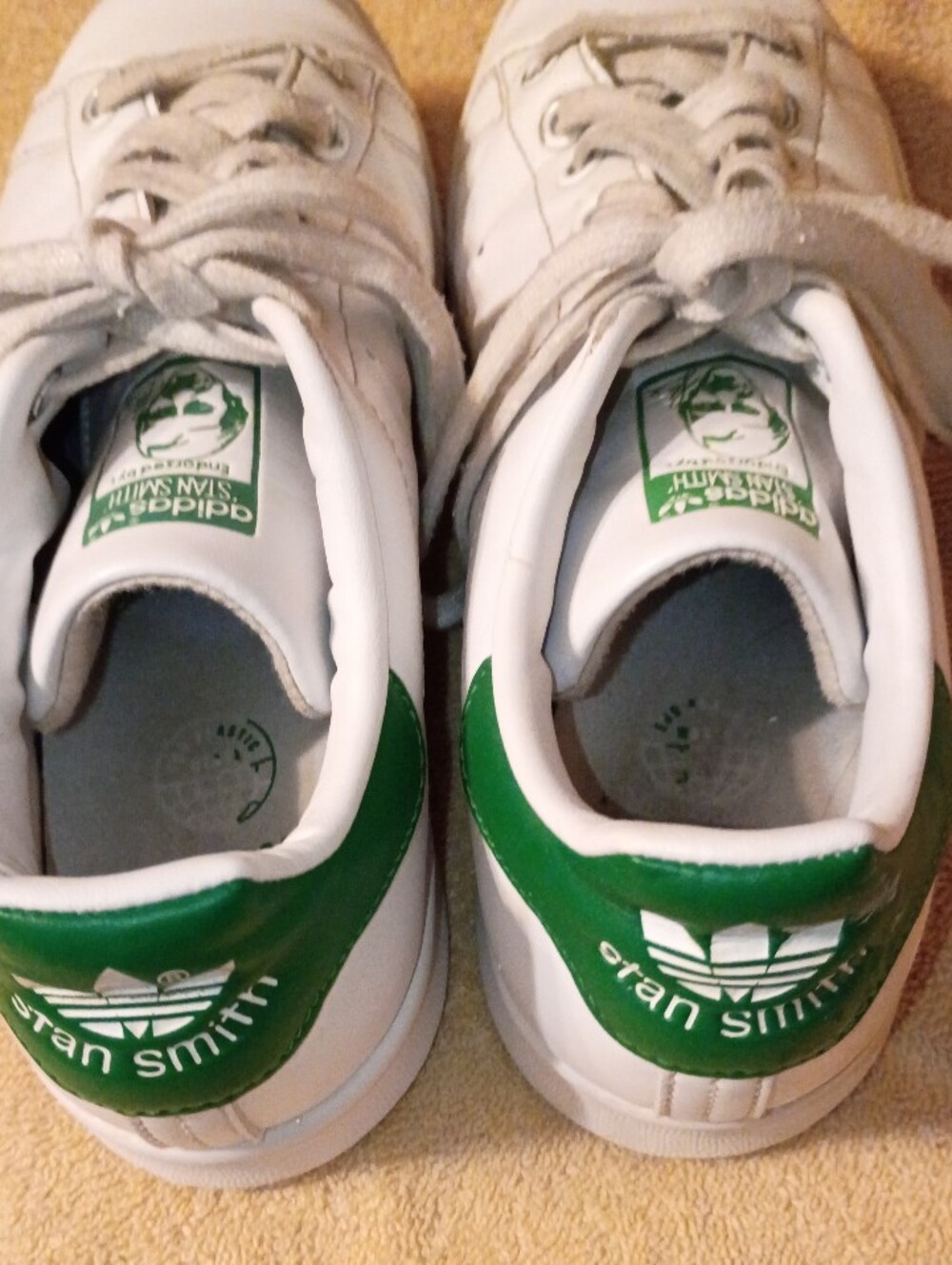 adidas Stan Smith White Sneakers with Green Heel Tabs